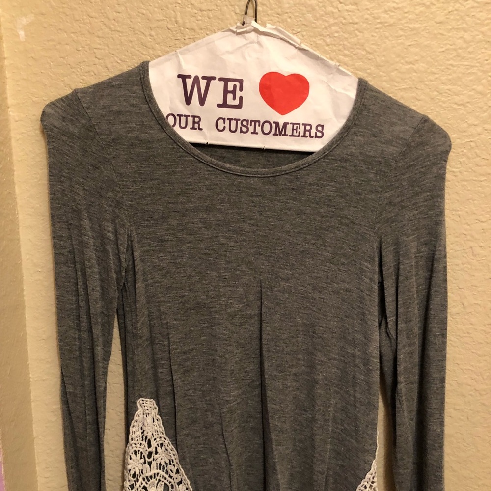 Gray Fitted Long Sleeve